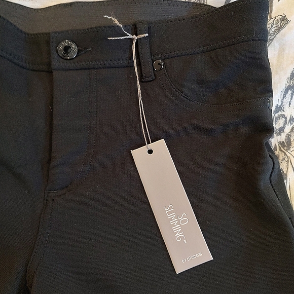 Chico's So Slimming Ponte Pants Black 5 Pocket Stretch Small NWT - Picture 6 of 8